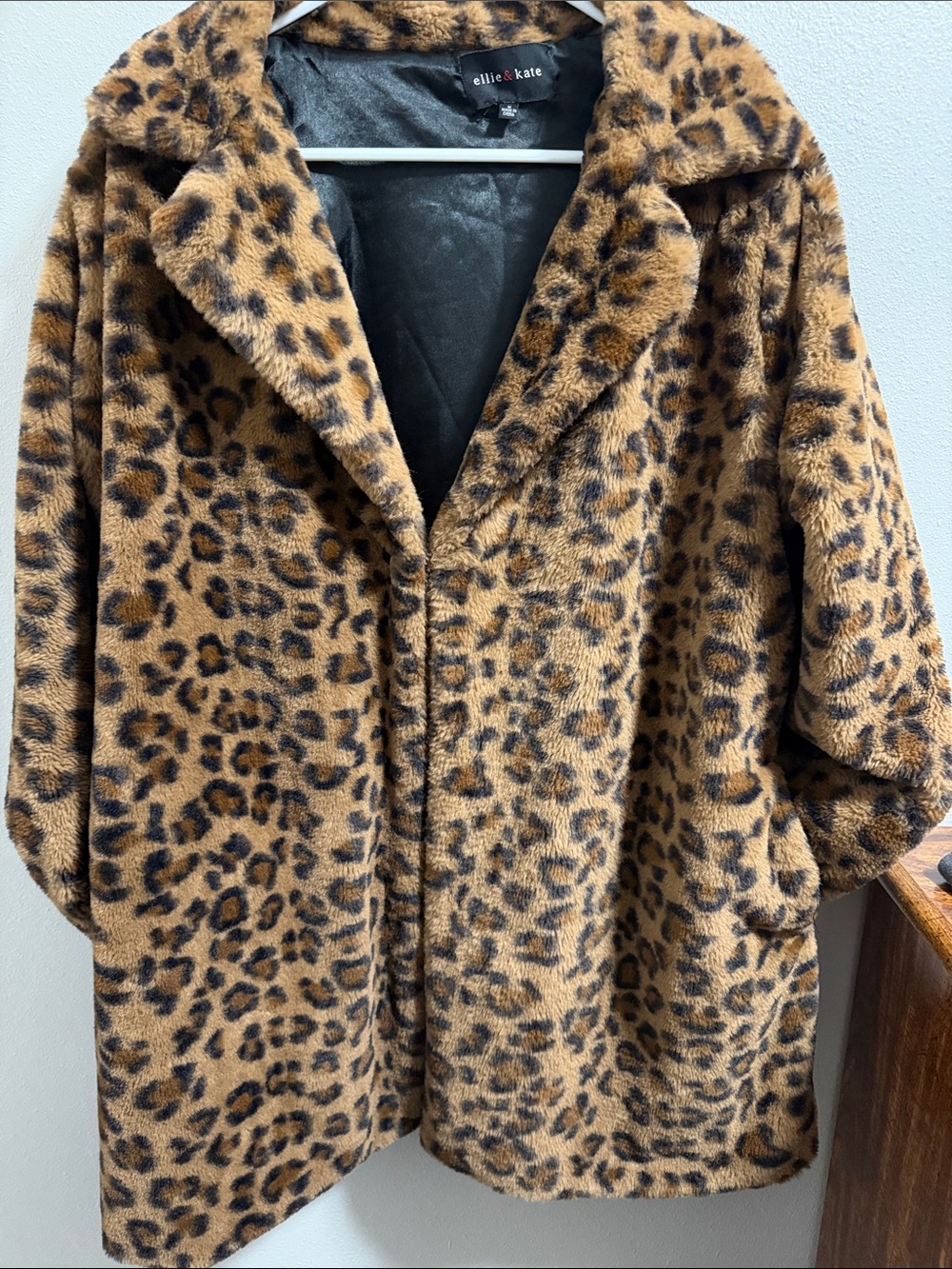 ellie&kate Leopard Print Faux Fur Teddy Jacket in Brown